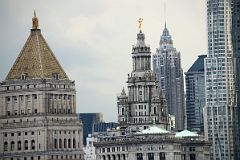 08-04 Thurgood Marshall United States Courthouse, Manhattan Municipal Building, American International Building, New York By Gehry Close Up From Rooftop NoMo SoHo New York City